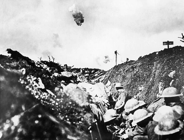 WORLD WAR I: SOMME, 1916. Canadian troops in a trench during the Battle of the Somme