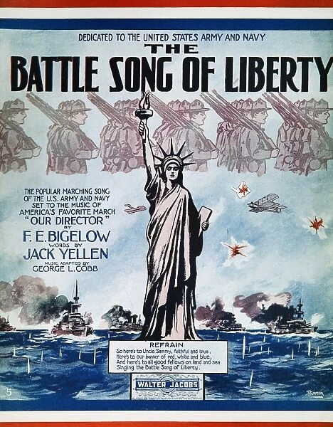 WORLD WAR I: SONG SHEET. American sheet music cover of a World War I march, The Battle Song of Liberty, 1917