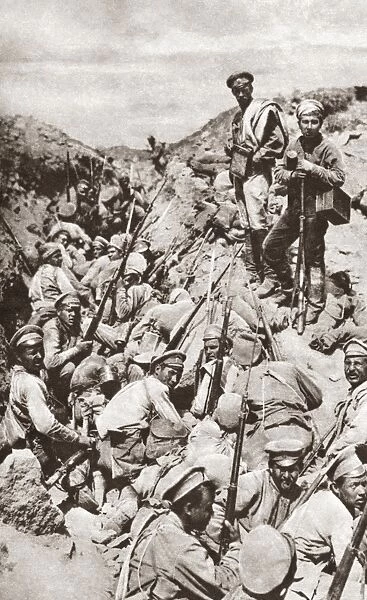 WORLD WAR I: TERNOPIL. Siberian troops in a trench near Ternopil, Ukraine. Photograph