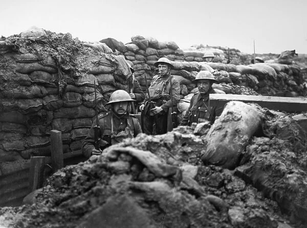 WORLD WAR I: TRENCH. Allied troops photographed in a communication trench during
