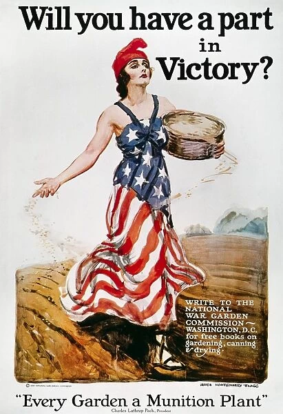 WORLD WAR I: U. S. POSTER. Will you have a part in Victory? American World War I Victory Garden poster by James Montgomery Flagg, 1918