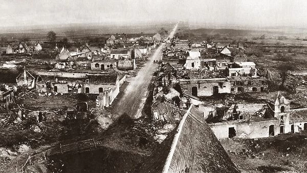 WORLD WAR I: VRAIGNES. Ruins of the town of Vraignes, France, destroyed by the