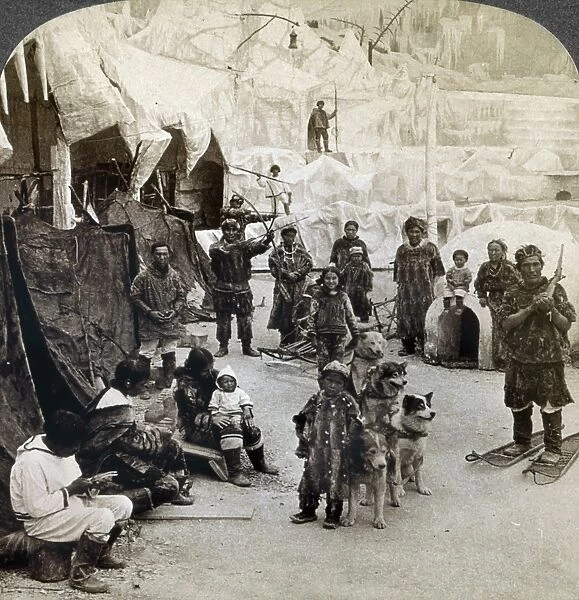 WORLDs FAIR: ESKIMOS. An exhibition depicting an Arctic village with Eskimos