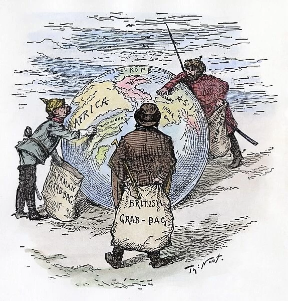 The Worlds Plunderers. Germany, England, and Russia grab what they can of Africa and Asia. American cartoon by Thomas Nast, 1885