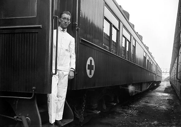 WW I: RED CROSS RAILROAD. Sanitary railroad car operated by the American Red Cross, 1917