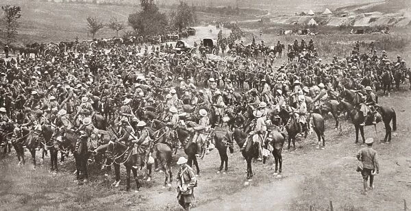 WWI: INDIAN CAVALRY, 1918. Indian cavalry of the British army waiting for the signal