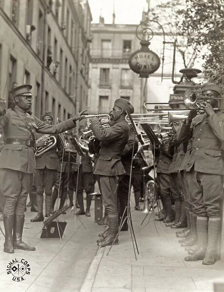 WWI: JAZZ BAND, 1918. An American jazz band, led by Lieutenant James Reese Europe