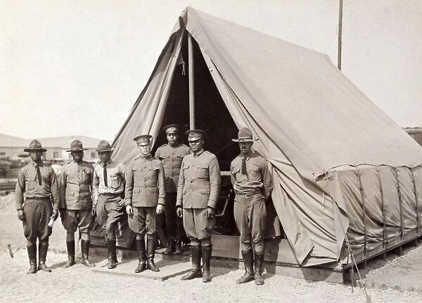 WWI: LABOR BATTALION. Captain E. S. Jones and staff of the U