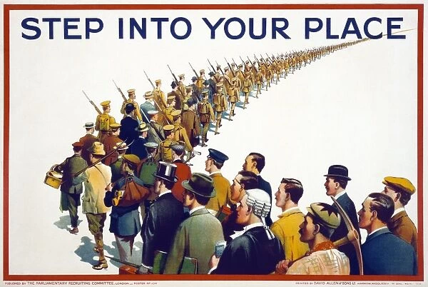 WWI: POSTER, 1915. Step into your place. Lithograph, 1915