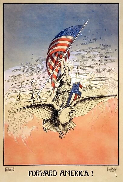 WWI: POSTER, 1917. Forward America! Lithograph by Carroll Kelly, 1917