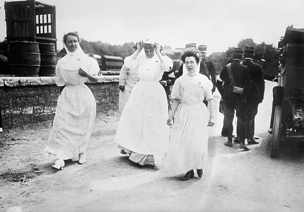 WWI: RED CROSS NURSE, c1914. French Red Cross nurses. Photograph, c1914