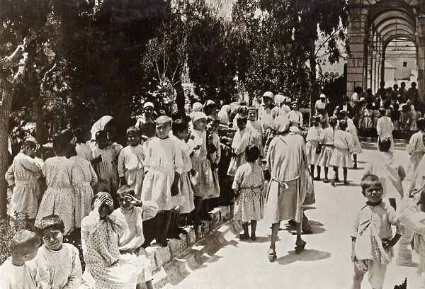 WWI: REFUGEES, 1918. Syrian, Armenian, and Jewish orphans at the Austrian Hospice