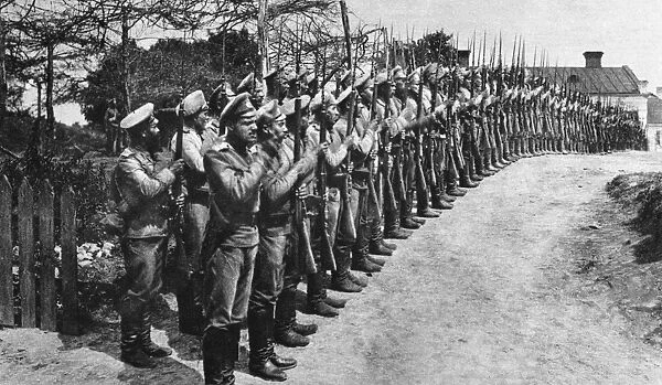 WWI: SIBERIAN TROOPS. Siberian troops presenting arms during World War I. Photograph