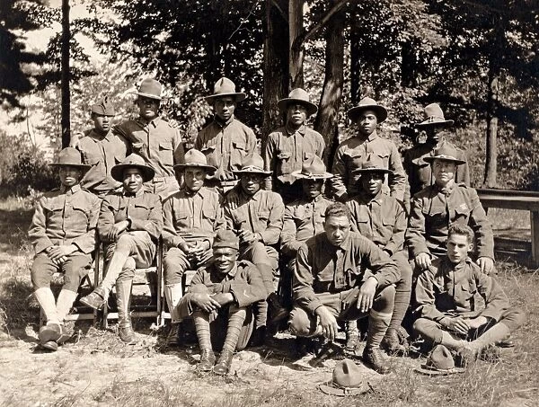 WWI: TRAINING CAMP, 1918. Members of the Hospital Corps Detachment at military