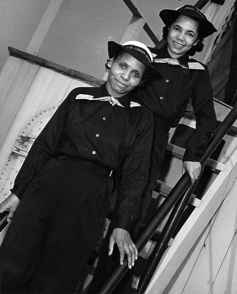WWII: COAST GUARD, c1945. Olivia Hooker and Aileen Cooke aboard the USS Neversail in Brooklyn