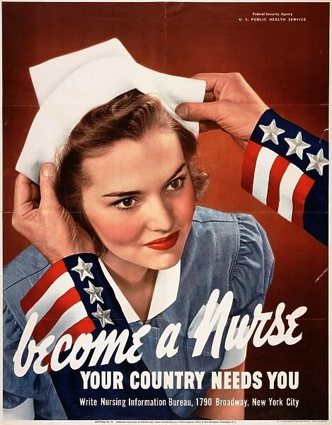 WWII: POSTER, c1942. Become a nurse - your country needs you. Lithograph, c1942
