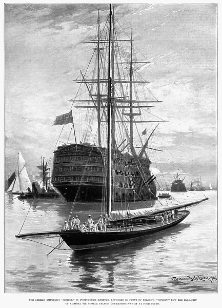 YACHT: METEOR, 1896. The yacht Meteor, owned by Emperor Wilhelm II, anchored
