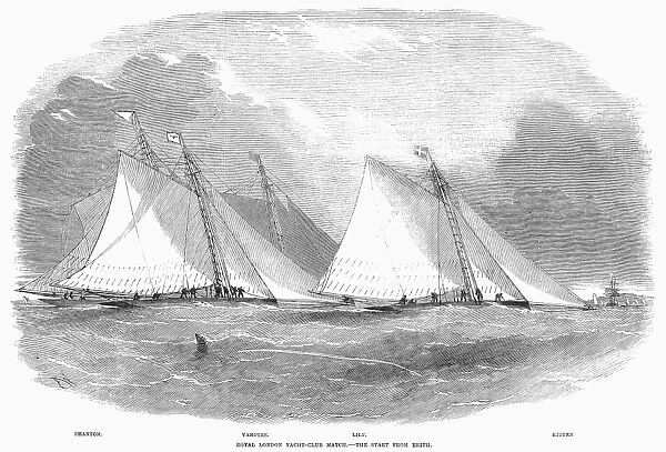 YACHT RACE, 1855. Royal London Yacht Club match near Erith, England. Wood engraving, 1855