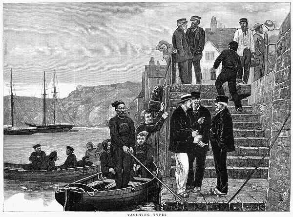 YACHTING, 1876. A group of yachters. Wood engraving, English, 1876