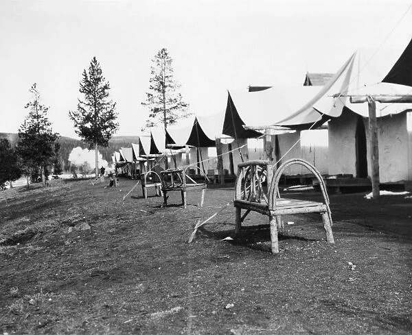 YELLOWSTONE: CABINS, c1903. Tourist accommodations in the Upper Geyser Basin, Yellowstone