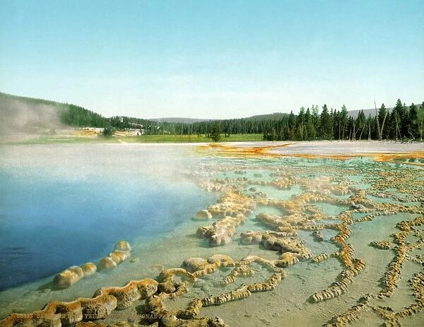 YELLOWSTONE: HOT SPRING. View of the Sapphire Pool hot spring in Yellowstone National Park, Wyoming. Photochrome, c1902