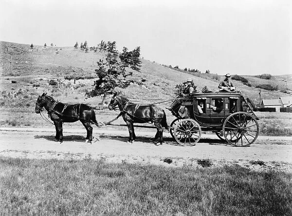 YELLOWSTONE: STAGECOACH, c1913. An old horse drawn stagecoach in Yellowstone National Park
