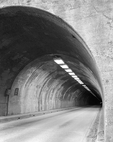 YOSEMITE: WAWONA TUNNEL. Wawona Tunnel, built through a mountain in Yosemite National Park