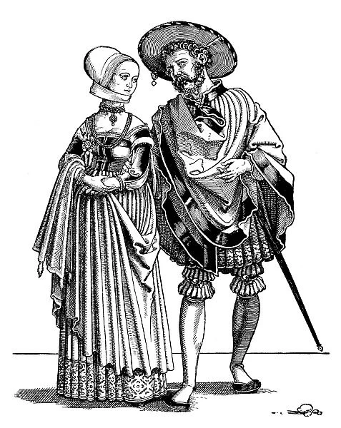 YOUNG COUPLE, c1530. A young gentleman and his wife
