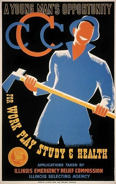 A Young Mans Opportunity. Works Progress Administration poster for the Civilian Conservation Corps, c1935, by Albert M. Bender