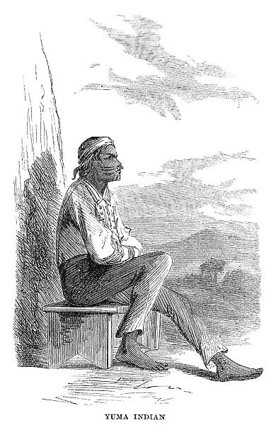 YUMA MAN, 1864. A Yuma Native American man in Arizona. Wood engraving, American, 1864