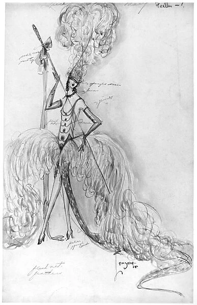 ZIEGFELD FOLLIES, 1928. Feather costume designed by Charles LeMaire for the Ziegfeld Follies