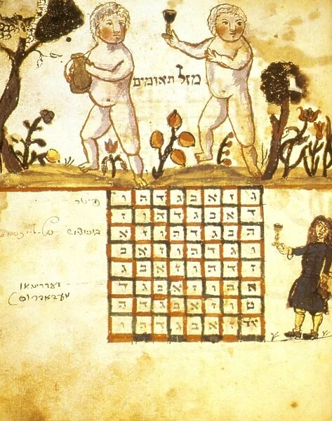 ZODIAC SIGN OF GEMINI: illustration, 1716, from a Hebrew book on Jewish calendar