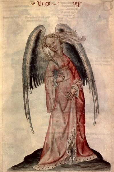 ZODIAC: VIRGO THE VIRGIN. Virgo the Virgin: from Latin ms. of astrological treatise by Albumasar, c1403