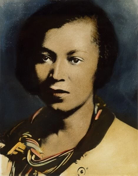 ZORA NEALE HURSTON (1903?-1960). American writer and anthropologist. Oil over a photograph, n