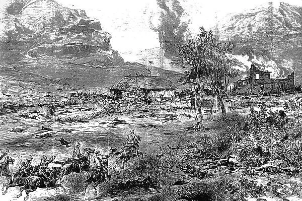 ZULU WAR, 1879. The relief of Rorkes Drift, 23 January 1879. Wood engraving, English, 1879