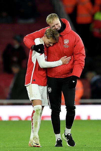 Arsenal Celebrate Victory Over Brighton: Martin Odegaard and Aaron Ramsdale