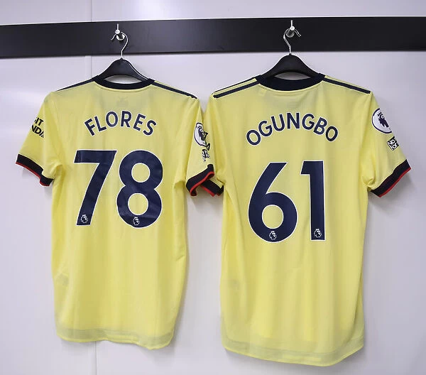 Arsenal Changing Room: Marcelo Flores and Mazeed Ogungbo's Shirts Before Crystal Palace Match