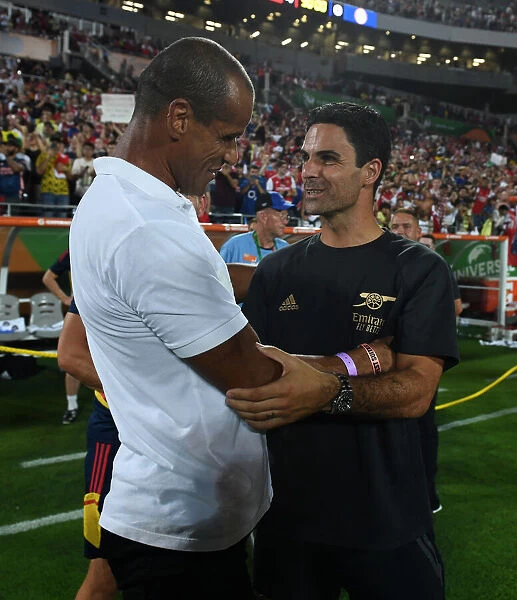Arsenal Manager Mikel Arteta Meets Rivaldo After Chelsea Showdown in Florida Cup 2022-23