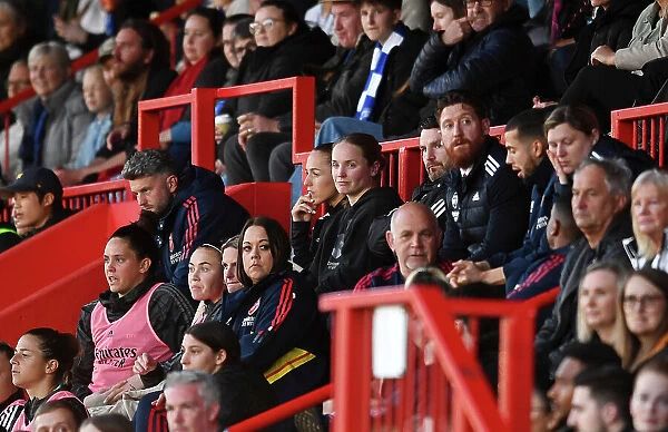 Arsenal Women's Squad Members Watch from the Bench during Brighton & Hove Albion vs Arsenal (FA WSL, 2022-23)