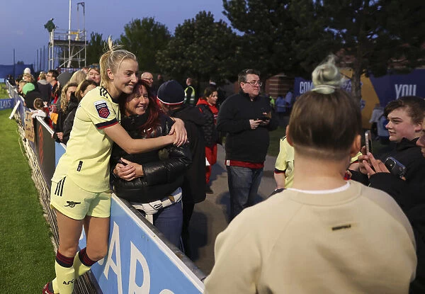 Arsenal's Leah Williamson Celebrates with Mother after Everton Victory (Everton Women vs Arsenal Women, FA WSL 2021-22)