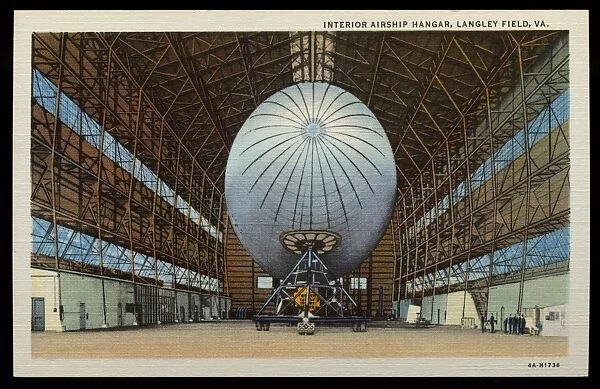 Airship Hangar at Langley Field. ca. 1934, Virginia, USA, INTERIOR AIRSHIP HANGAR, LANGLEY FIELD, VA