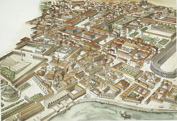 Ancient Rome, aerial view of Imperial Rome