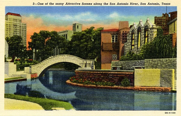 One of the Many Atractive Scenes along the San Antonio River, San Antonio, Texas