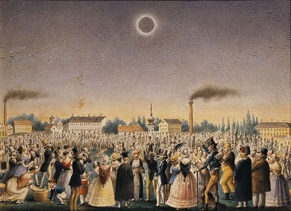 Austria, Vienna, painting of total eclipse of sun of July 8th, 1842