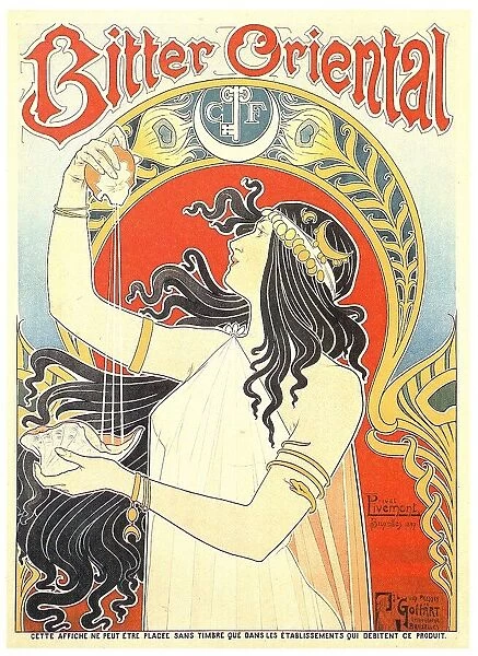 Belgium: Bitter Oriental Art Nouveau advertising poster, Henri Privat-Livemont, 1897