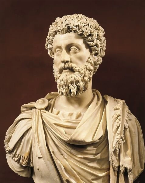 Bust of Emperor Marcus Aurelius (Marcus Annius Verus 121 - 180 A. D. ), imperial age, marble