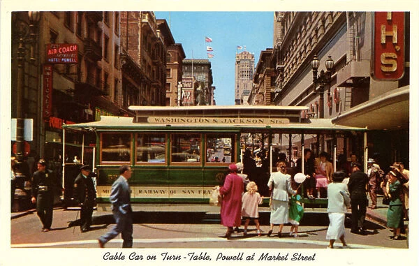 Cable Car on Turntable, Powell at Market Street, San Francisco, California
