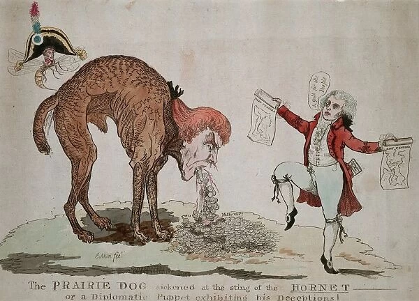 Cartoon against Thomas Jeffersons (Prairie Dog) secret negotiations for US purchase