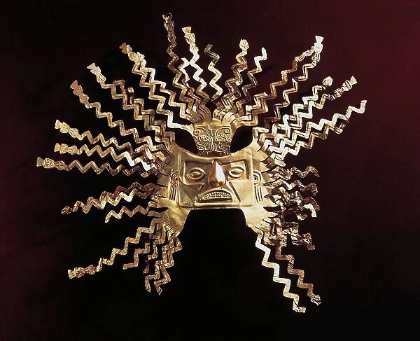 Golden sun mask from La Tolita Island, Ecuador, La Tolita culture, Pre-Columbian civilization