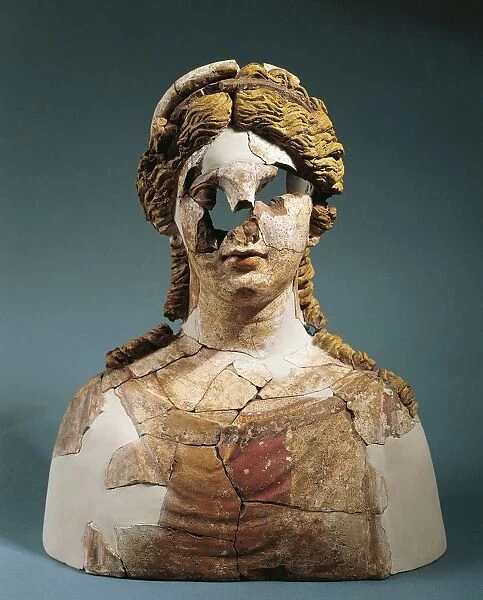 Italy, Sicily, Kore bust, Ppolychrome terracotta